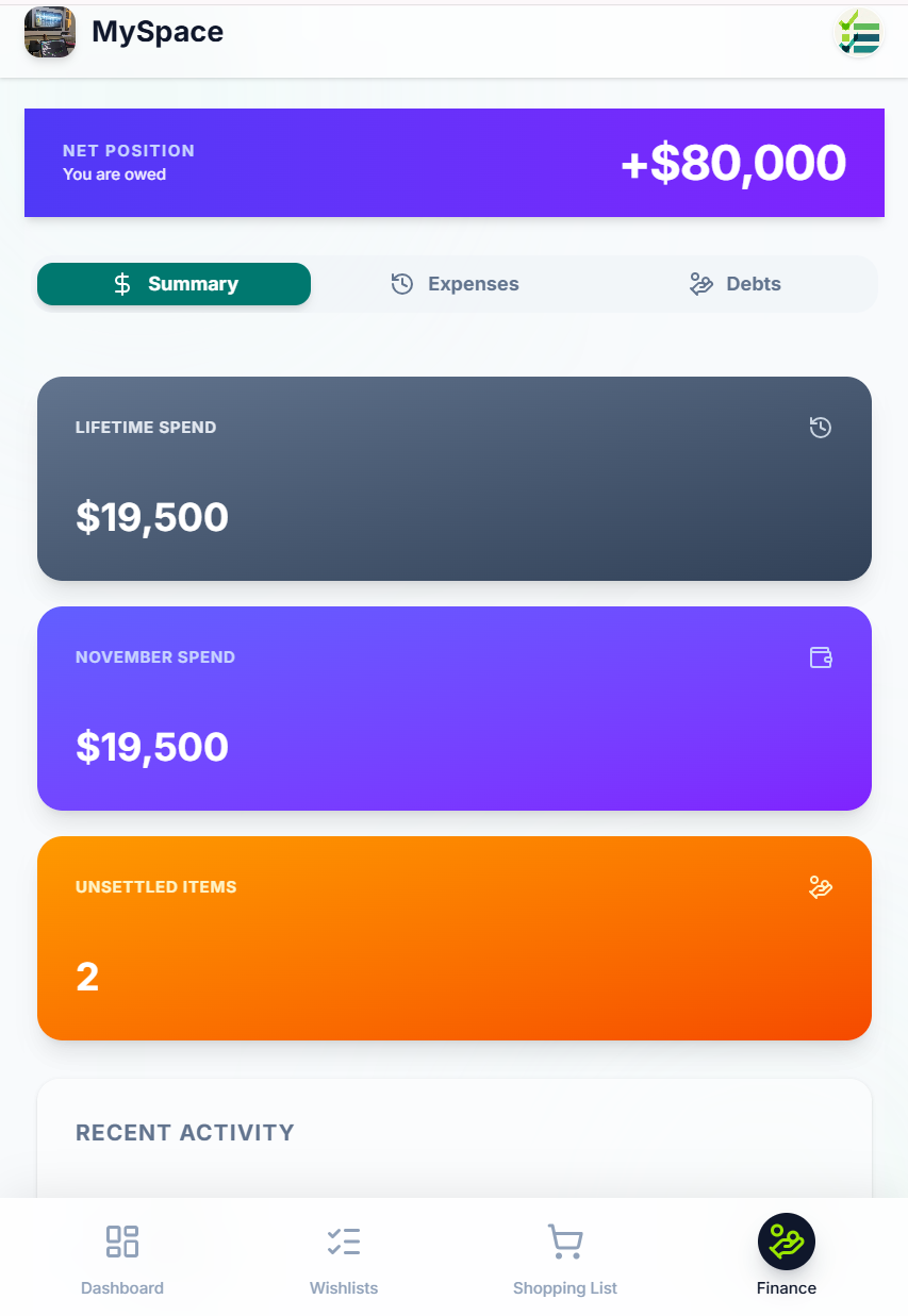 ListNer Finance Screenshot
